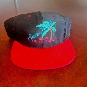 Vintage San Pedro Belize Central America‎  Hat - Tabony Palm Tree Embroidery